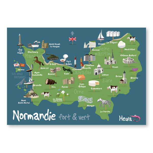 [75HE-236] Carte postale Carte Normandie H236