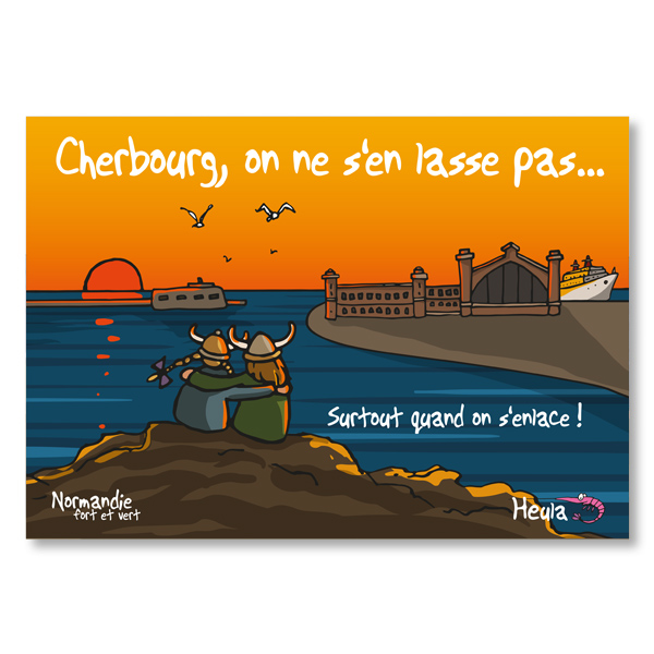 [75HE-271] Carte postale On s'enlace CHERBOURG
