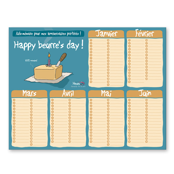 [107HE-02] Calendrier aide-mémoire anniversaire