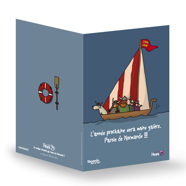 CP souhait Bonne année Galère avec enveloppe