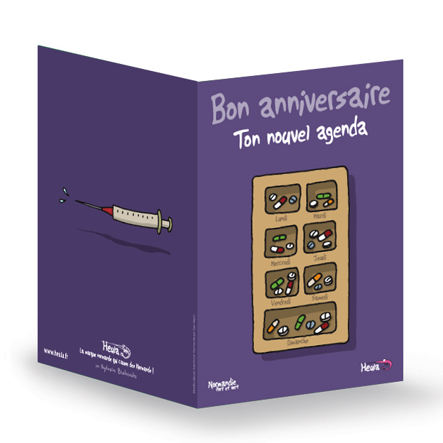 CP souhait Anniv Pilulier avec enveloppe