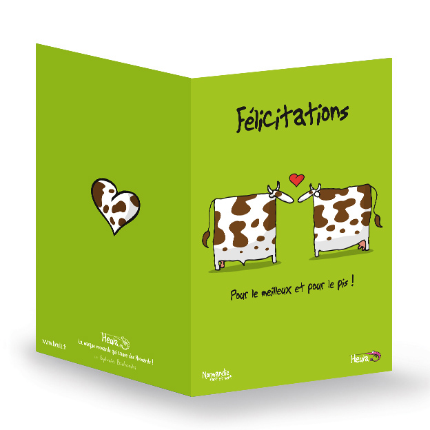 CP souhait Mariage pour le pis avec enveloppe