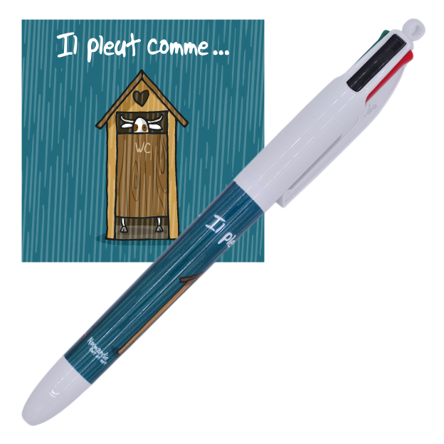 [167HE-17] Stylo BIC 4 coul Il pleut comme...
