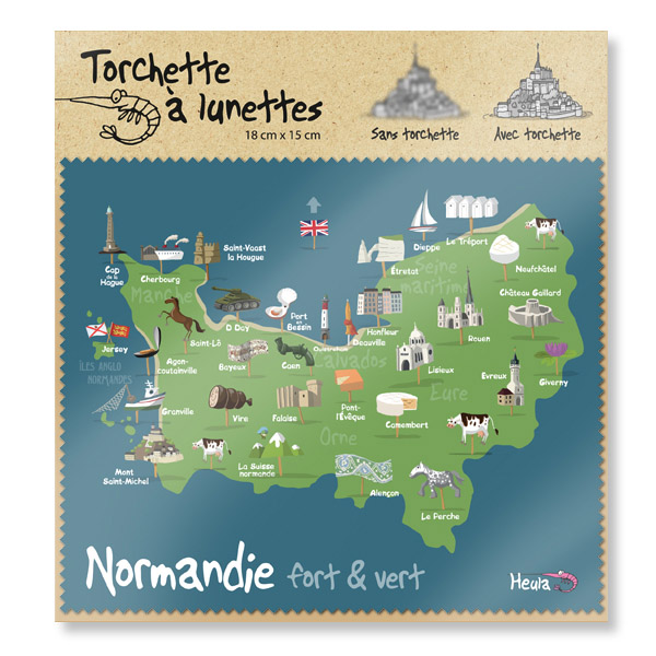 [102HE-30] Essuie-lunettes Carte Normandie